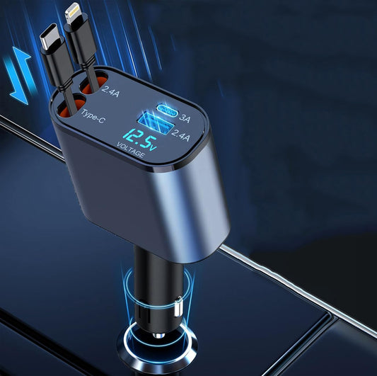 4 in 1 RETRACTABLE CAR CHARGER